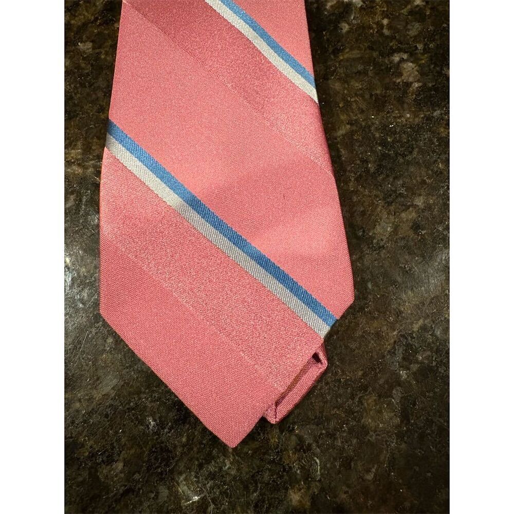 *3/$15 Sears Men's Store Vintage Pink Striped Silk Tie Classic Style - Picture 2 of 5